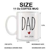 2 Pcs 11 Oz Funny New Dad & Mom Est 2024 Gifts Birthday Gifts Novelty White Coffee Mugs Back To School