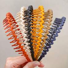 1入女士洗臉頭帶，夏季髮夾，新款防止碎髮頭帶，齒狀夾髮束，日常佩戴頭飾 - 米色 - 查看 1