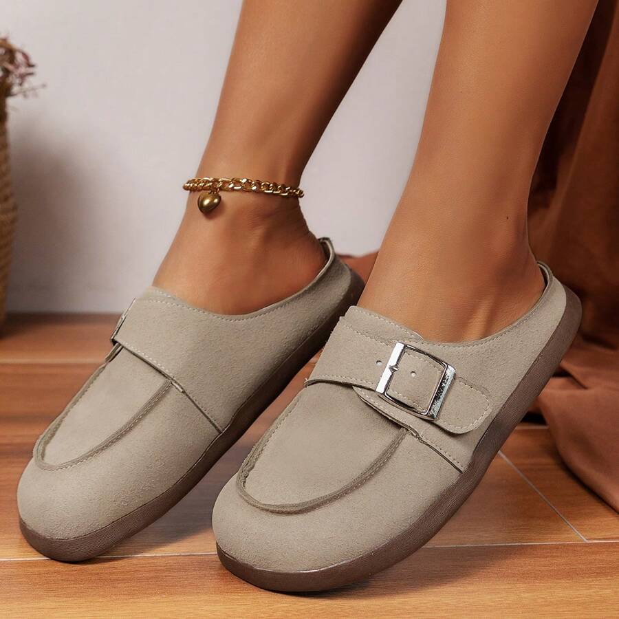 夏季復古松糕皮帶扣拖鞋，單腳男女時尚通用情侶戶外軟底涼鞋