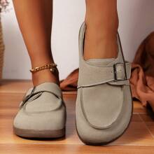 夏季復古松糕皮帶扣拖鞋，單腳男女時尚通用情侶戶外軟底涼鞋