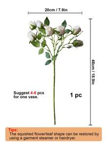 1pc 7 Heads Artificial Rose Flowers Bouquet Silk Flower Roses Stems For Mother's Day Home Decor Bridal Wedding Party Festival Decor Table Centerpiece - White - View 2