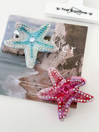 OUSEON 2 件海星爪夹，醋酸纤维发夹，女士小爪夹