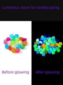 100 viên/gói Đá phát sáng hình thoi cho cảnh quan bể cá, Sỏi phát sáng mini trong bóng tối, Đá phát sáng bằng nhựa, Trang trí nghệ thuật - Nhiều màu - Xem 3