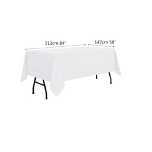 1/2pcs White Tablecloth For 6ft Folding Table [2 Packs, 152.40 X 259.08 Cm] Rectangular 1, Stain Resistant Wrinkle Free Washable Polyester Fabric. - White - View 5