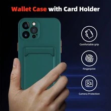 1pc Deep Green Colorblock Button PU Leather Card Slots Soft TPU Silicone Matte Detachable Button Ultra-Thin Cube Perforated Protective Phone Case Compatible With IPhone 16 Pro/16 Pro Max/16 Plus/16/15 Pro/15 Pro Max/15 Plus/15/14 Pro/14 Pro Max/14 Plus/14/13 Pro/13 Pro Max/13 Mini/12 Pro/12 Pro Max/12/11 Pro Max/11/11 Pro, Compatible With Galaxy S25 Ultra/S25 Plus/S25/S24 Ultra/S24 Plus/S24/S23 Ultra, / 13T, Compatible With Redmi, Compatible With Honor,International Version, Not The Domestic Version - Green - View 6