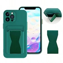 1pc Deep Green Colorblock Button PU Leather Card Slots Soft TPU Silicone Matte Detachable Button Ultra-Thin Cube Perforated Protective Phone Case Compatible With IPhone 16 Pro/16 Pro Max/16 Plus/16/15 Pro/15 Pro Max/15 Plus/15/14 Pro/14 Pro Max/14 Plus/14/13 Pro/13 Pro Max/13 Mini/12 Pro/12 Pro Max/12/11 Pro Max/11/11 Pro, Compatible With Galaxy S25 Ultra/S25 Plus/S25/S24 Ultra/S24 Plus/S24/S23 Ultra, / 13T, Compatible With Redmi, Compatible With Honor,International Version, Not The Domestic Version - Green - View 4