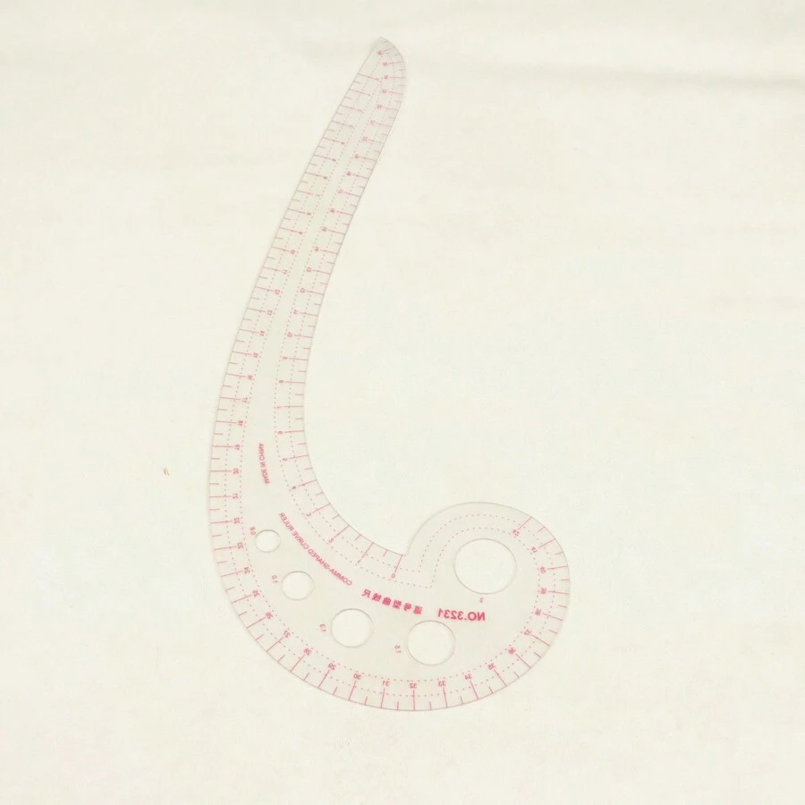 1 pieza Regla con coma 3231, herramienta de patronaje de ropa, modelo de confección, regla de dibujo, regla de patchwork, regla de costura, regla de corte y costura de prendas, regla de puntada, regla de sastre, regla curva, reglas - transparente - Ver 1