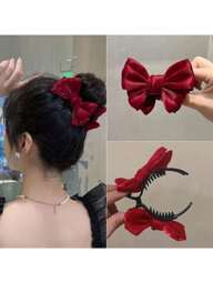 1ชิ้น หญิงสองด้านชีฟอง Double-Layered Bowknot Hairpin สำหรับ Bun