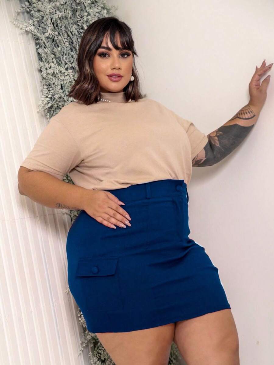 Plus Size Skirts - 藏蓝色 - 查看 1