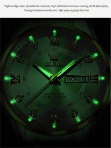 OLEVS. OLEVS Men's Waterproof Watches Stainless Steel Waterproof Chronograph Wrist Watches Luxury Dress White Luminous Big Face Analog Quartz Male Watches - 金白 - 查看 6