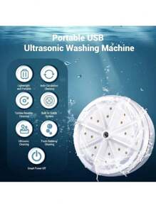 Mini lavadora, lavado ultrasónico con turbina, lavadora turbo portátil a máquina para viajes, viajes de negocios, campamento, habitación universitaria. Lavadora turbo para limpiar calcetines, ropa interior, trapos pequeños - Blanco - Ver 7