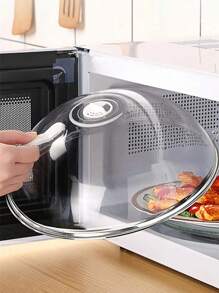 Thicken Microwave Friendly High Temperature Resistant Dish Food Cover, Oil Splash Guard, Anti-Dust Refrigerator Fresh Lid, Kitchen Tool - Transparent - View 13