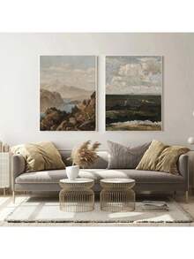 歐式鄉村風景森林鹿天空海報復古藝術印刷肖像帆船帆布畫壁畫客廳裝飾 - R - 查看 7