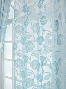 1 Stück Beige Plüsch Lotus Blumenmuster Zimmer Dekoration Vorhang, flockiger handgefertigter Polyester halbtransparentes Fenstervorhang für Schlafzimmer Wohnzimmer Dekoration