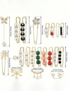 20pcs Brooch Set, Faux Pearl Brooch For Women & Girls, Fashion Sweater/Lapel Clip, Clothing/Pants Decoration Accessories Dress Accessories Pin For Clothes Bag Charm School Office Accessories Shirts Jacket Jewelry Christmas Halloween Clothes Pin Funny Cute Teacher Gifts - Multicolor - View 9