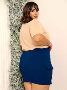 Plus Size Skirts - 藏蓝色 - 查看 3