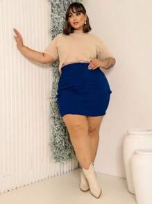 Plus Size Skirts - 藏蓝色 - 查看 2