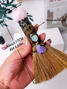 1件天然水晶心形扫帚工具，尖头魔杖，祭坛用品石英女巫扫帚，生日/万圣节礼物 - 掃帚 - 查看 5