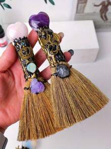 1件天然水晶心形扫帚工具，尖头魔杖，祭坛用品石英女巫扫帚，生日/万圣节礼物 - 掃帚 - 查看 7