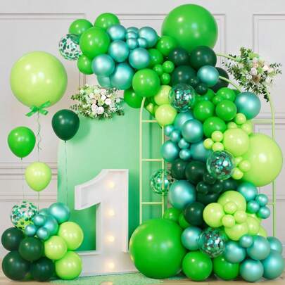 121Pcs Blue Balloon Garland Arch Kit With Different Size Metallic Patel Blue Confetti Balloons For Shower Birthday Wedding Graduation Ocean Themed Party Background Decorations