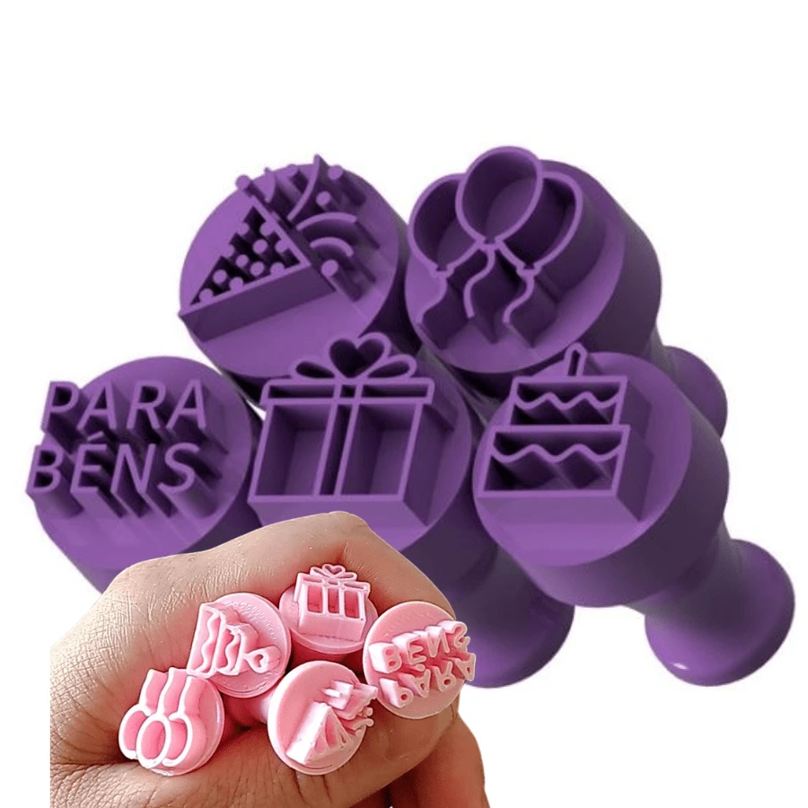 Carimbos para Brigadeiros Docinhos - Coleção Aniversário - Rosa Bebê - Visão 1