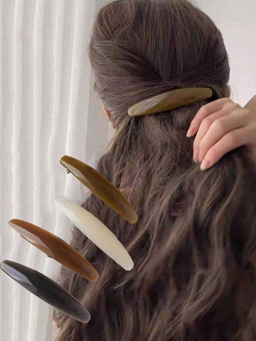 1pc Women Stylish And Minimalist Fashion Hair Clip With Shiny Marble Surface, Graceful Elegant And High-End Elliptical-Shaped Design Suitable For Daily, Festival, Party, Outdoors, Or As A Gift For Friends And Family Claw Clips Hair Claws Hair Barrettes, School Stuff, College, Hair Accessories