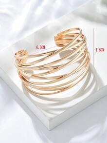2pcs/Set Innovative Hollow Out Bracelet&Ring Set, Suitable For Daily Wear, Dates, Parties - Gold - View 3