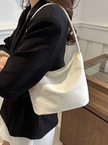 時尚女性時尚尼龍肩袋水桶袋字母袋 - 白色 - 查看 4