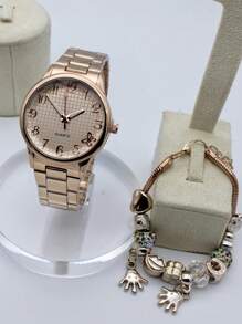 Relógio de quartzo feminino casual + pulseira