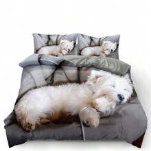 2/3pcs 3D Lovely Pets Dog Print Duvet Cover Set With Pillowcases (Size 135x200 Only 1 Pillowcase) - Multicolor - View 3