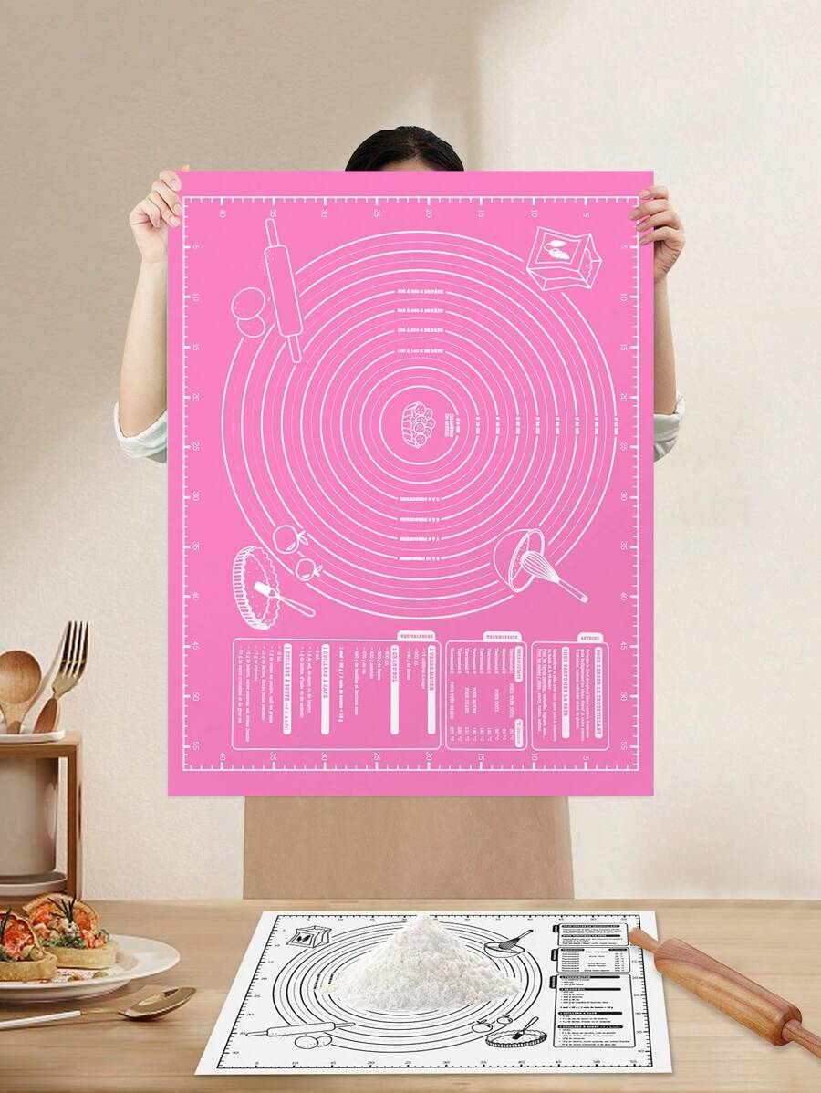 1 Piece Pink Non-Slip Non-Stick Flour Dough Kneading Mat Baking Mat Rolling Mat Mixing Mat Back To School - EVA Dough Kneading Pad - View 1