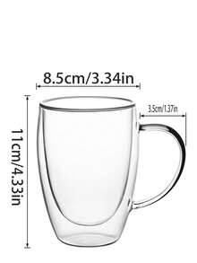 1pc Real Flower Double Layer Glass Cup, High-Quality Creative Home Coffee Mug With Handle, Gift - Clear - View 8