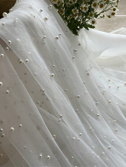 1pc Luxury Pearl Embroidery Bedroom Living Room Curtain