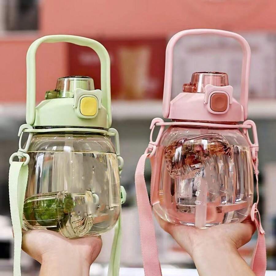 One Water Bottle With Tea Infuser And Tea Separator, Large Capacity Sports Bottle With Dual Drinking Design - Pink - View 1