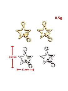40pcs 15x11mm(0.59x0.43inch) Star Connector Charms For DIY Bracelet, Earring, Necklace Jewelry Making
