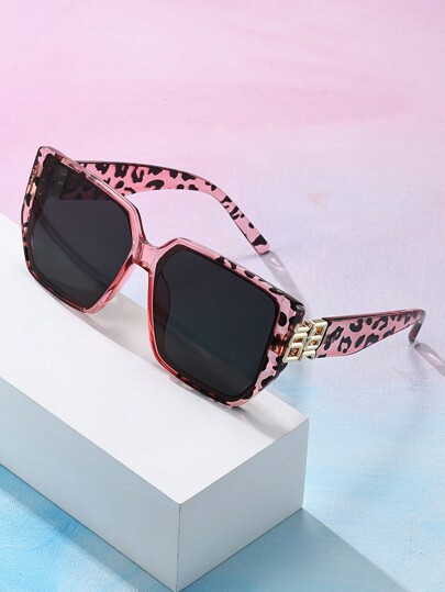 Gafas de sol clásicas retro de marco cuadrado de plástico para mujer, decoración de moda para exteriores, viajes, vacaciones en la playa, gafas de sol con protección UV, accesorios de playa para mujer, gafas de sol, gafas, estampado de leopardo, elegante, para salidas familiares, viajes, vacaciones, verano, playa, exterior, viajes