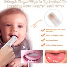 32 Peças Lenços de Limpeza para Dedos de Bebê, Limpador de Língua para Recém-Nascidos, Escova de Dentes para Dedos de Bebê para Limpeza de Dentes, Limpa Superfície da Língua, Adequado para Bebês de 0 a 36 Meses