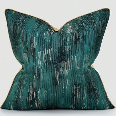 無填充物提花靠墊套，深綠色滌綸抱枕套，沙發、床、辦公室、汽車