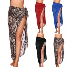 1入組長款雪紡沙灘披巾裙包臀裙比基尼罩衫圍巾女士休閒純色披巾