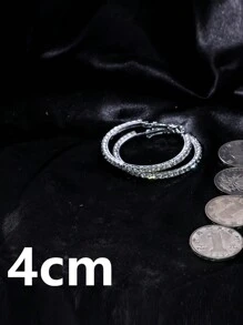 1對誇張的歐美風嘻哈風耳環，鑲有水晶鑽石，適用於街舞和各種尺寸的新娘 - 銀色 - 查看 12