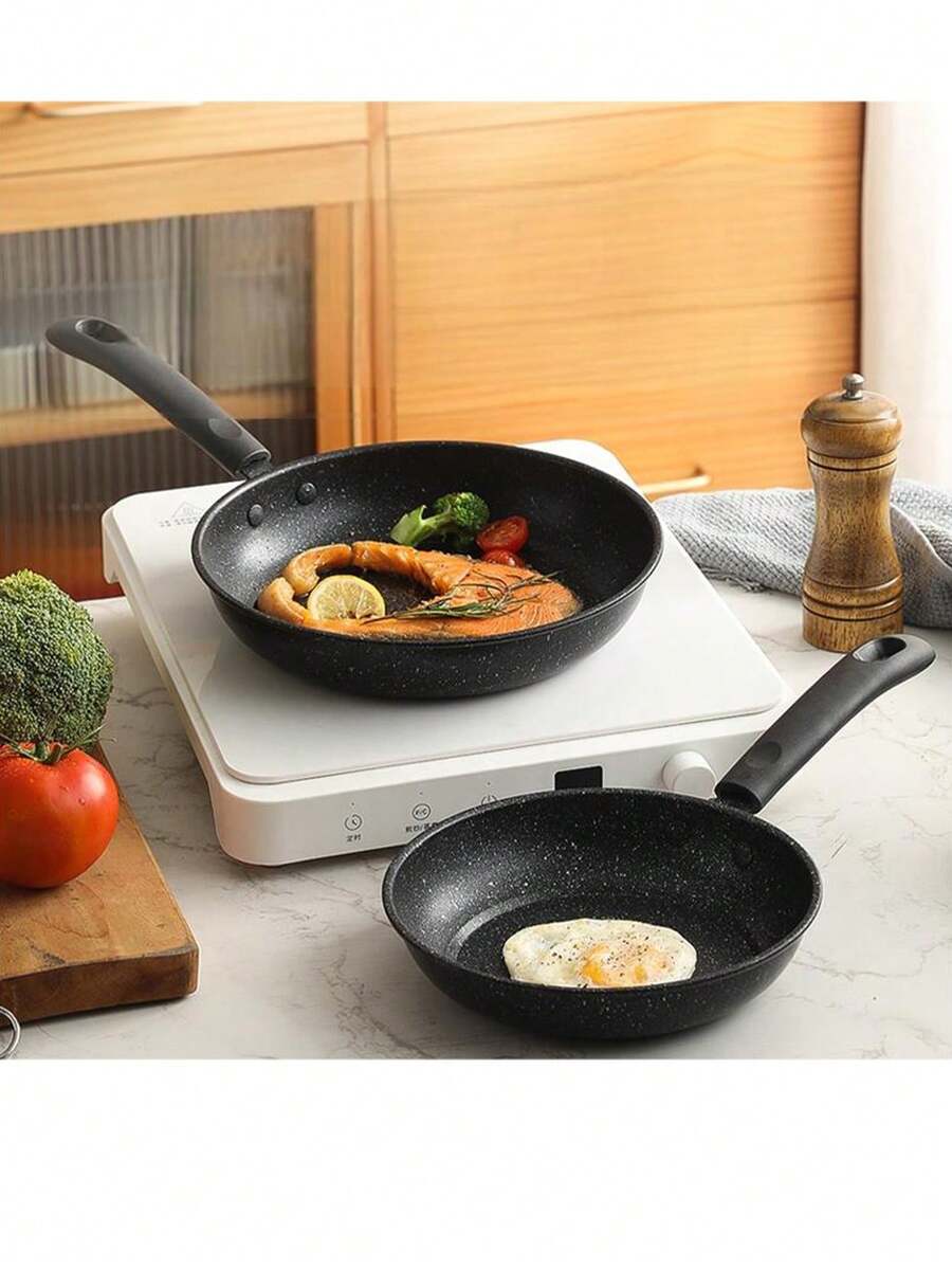 1pc Thickened 21CM Maifan Stone Non-Stick Frying Pan For Home Use, Suitable For Steak, Pancakes, Fried Eggs, Pancakes, And Induction Cooker