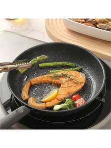 1pc Thickened 21CM Maifan Stone Non-Stick Frying Pan For Home Use, Suitable For Steak, Pancakes, Fried Eggs, Pancakes, And Induction Cooker