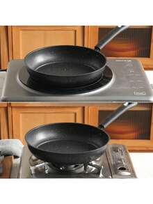 1pc Thickened 21CM Maifan Stone Non-Stick Frying Pan For Home Use, Suitable For Steak, Pancakes, Fried Eggs, Pancakes, And Induction Cooker