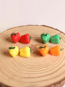 10 chiếc Mặt dây chuyền hình quả ớt acrylic dễ thương để làm đồ trang sức và trang trí - Hạt tiêu đầy màu sắc - Xem 2