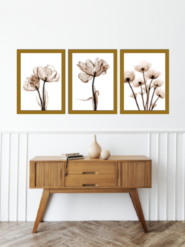 Kit de Quadros Decorativos - Paint Tulipas - Conjunto de 3
