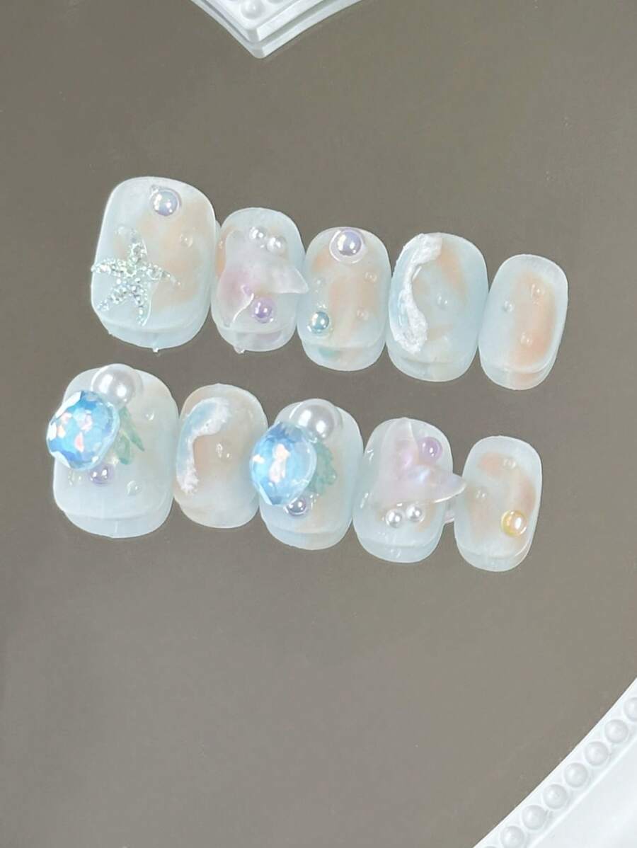 10pcs Ongles Fake détachables et réutilisables avec design graphique en ...