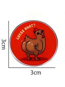 Funny Cartoon  What Chicken Ass Brooch, Metal Alloy Badge Accessory - Apricot - View 2