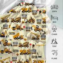 1pc Excavator Game Style Flannel Fleece Blanket, Modern Style Polyester Fiber Rectangular Blanket Suitable For Multiple Scenarios