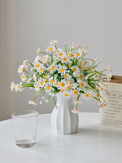 1pc Ceramic Look Plastic Vase Wit Unbreakable Tulips Roses Flowers Home Living Room, Tafel Birthday Graduation Room Flower Glass view 4