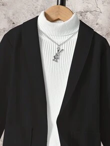 Chłopięcy, wiosenny, jednorzędowy, gładki, modny płaszcz z kołnierzykiem w stylu retro, swobodny, średniej długości, unisex trencz w minimalistycznym stylu